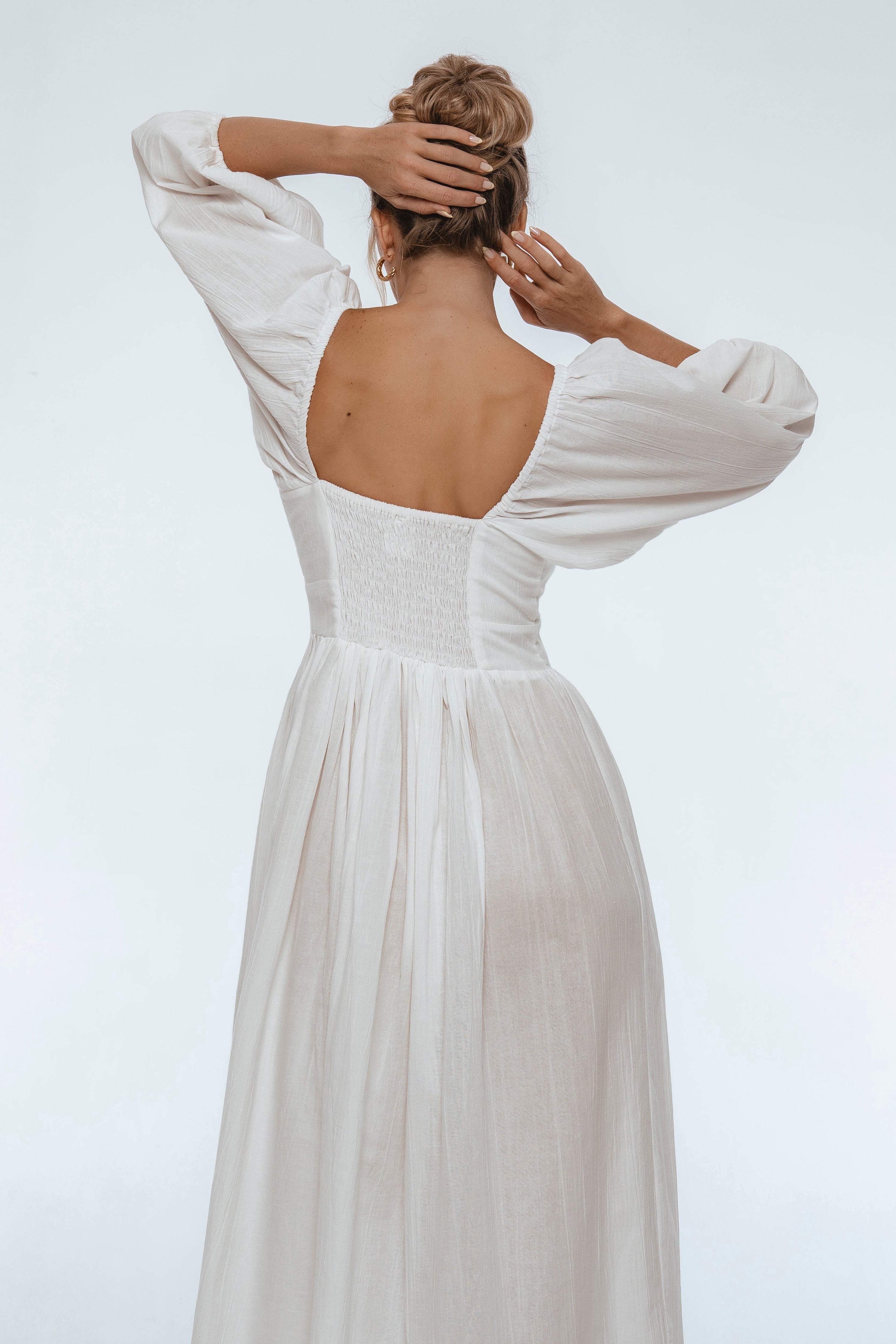 Genevieve Puff Sleeve Midi Dress-thumbmail-10