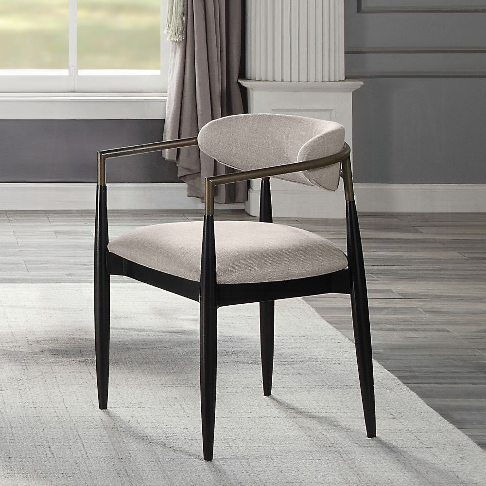 Set of 2 Beige and Black Armchair With Open Back-thumbmail-5