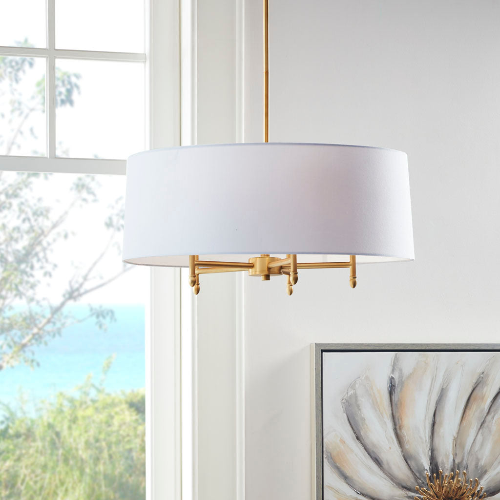 5-Light White Drum Shade Chandelier-thumbmail-8