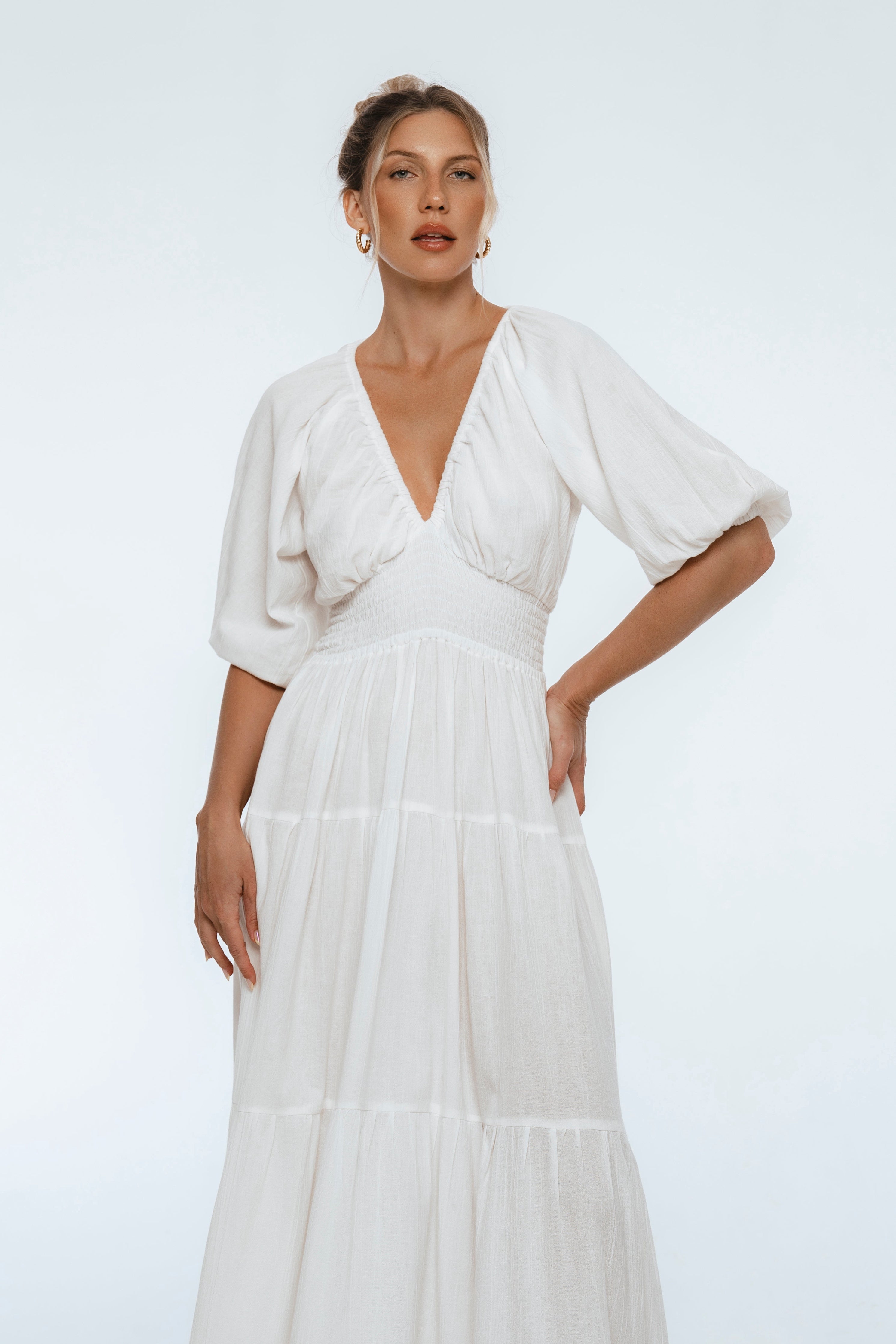 Lucienne Smocked Linen Maxi Dress-thumbmail-8
