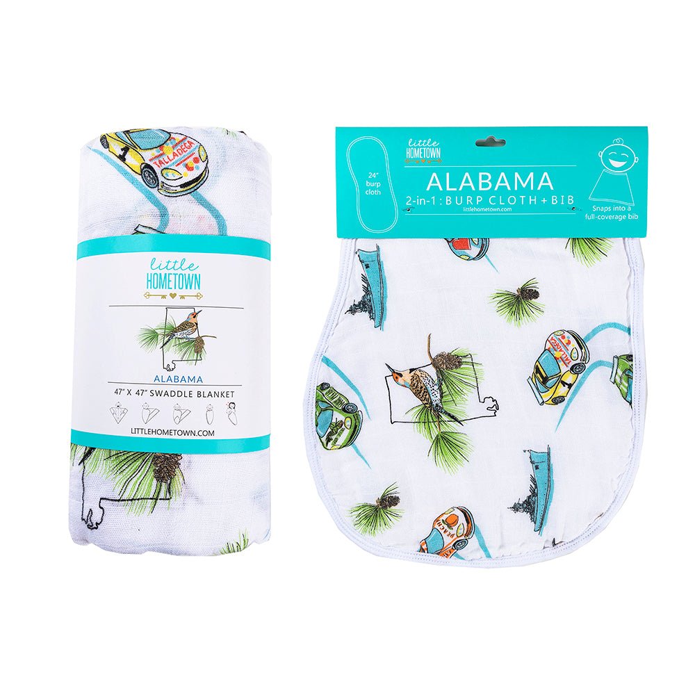 Gift Set: Alabama Baby Muslin Swaddle Blanket and Burp Cloth/Bib Combo-thumbmail-9