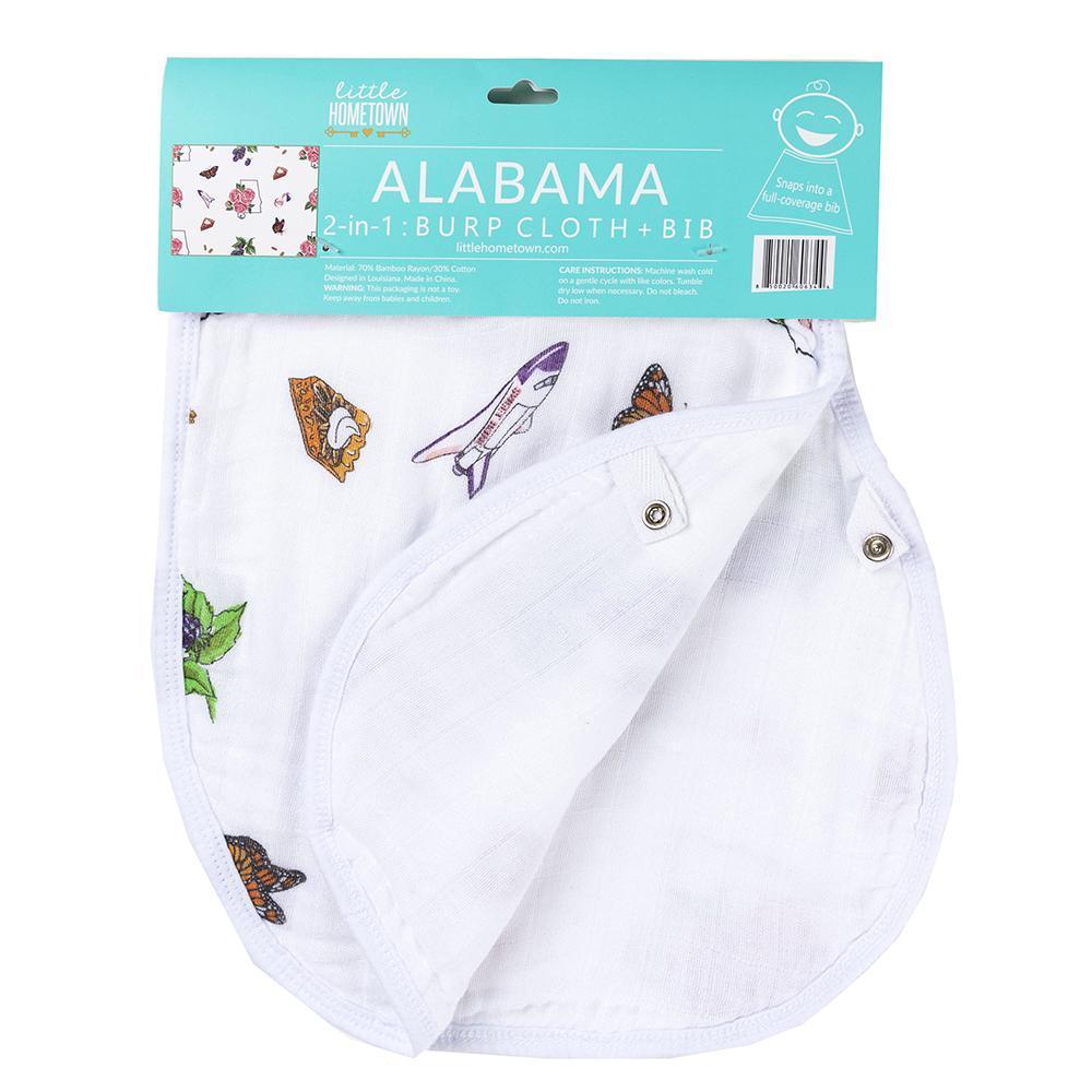 Gift Set: Alabama Floral Baby Muslin Swaddle Blanket and Burp Cloth/Bib Combo-thumbmail-1
