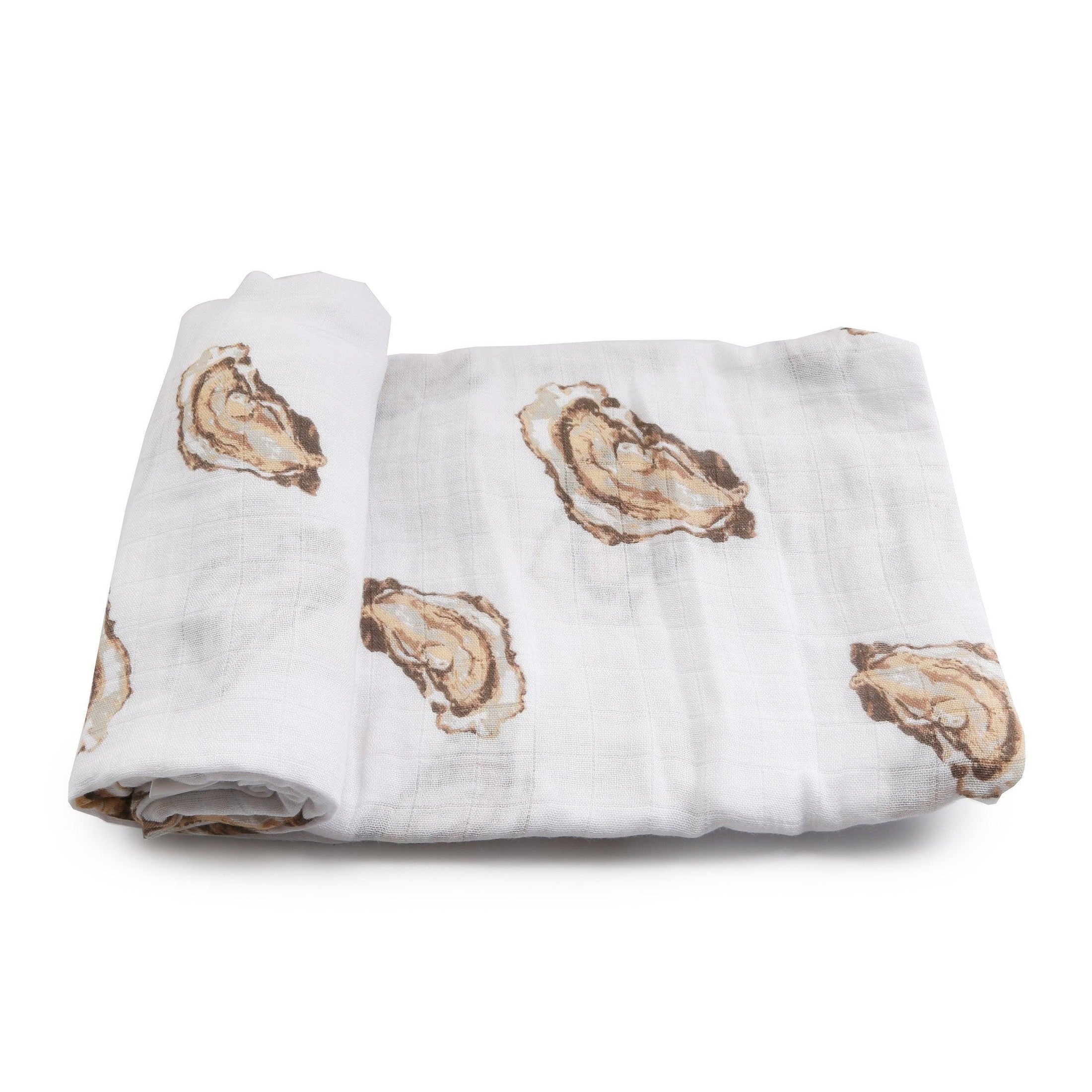 Gift Set: Aw Shucks! Oyster Baby Muslin Swaddle Blanket and Burp Cloth/Bib Combo-thumbmail-10