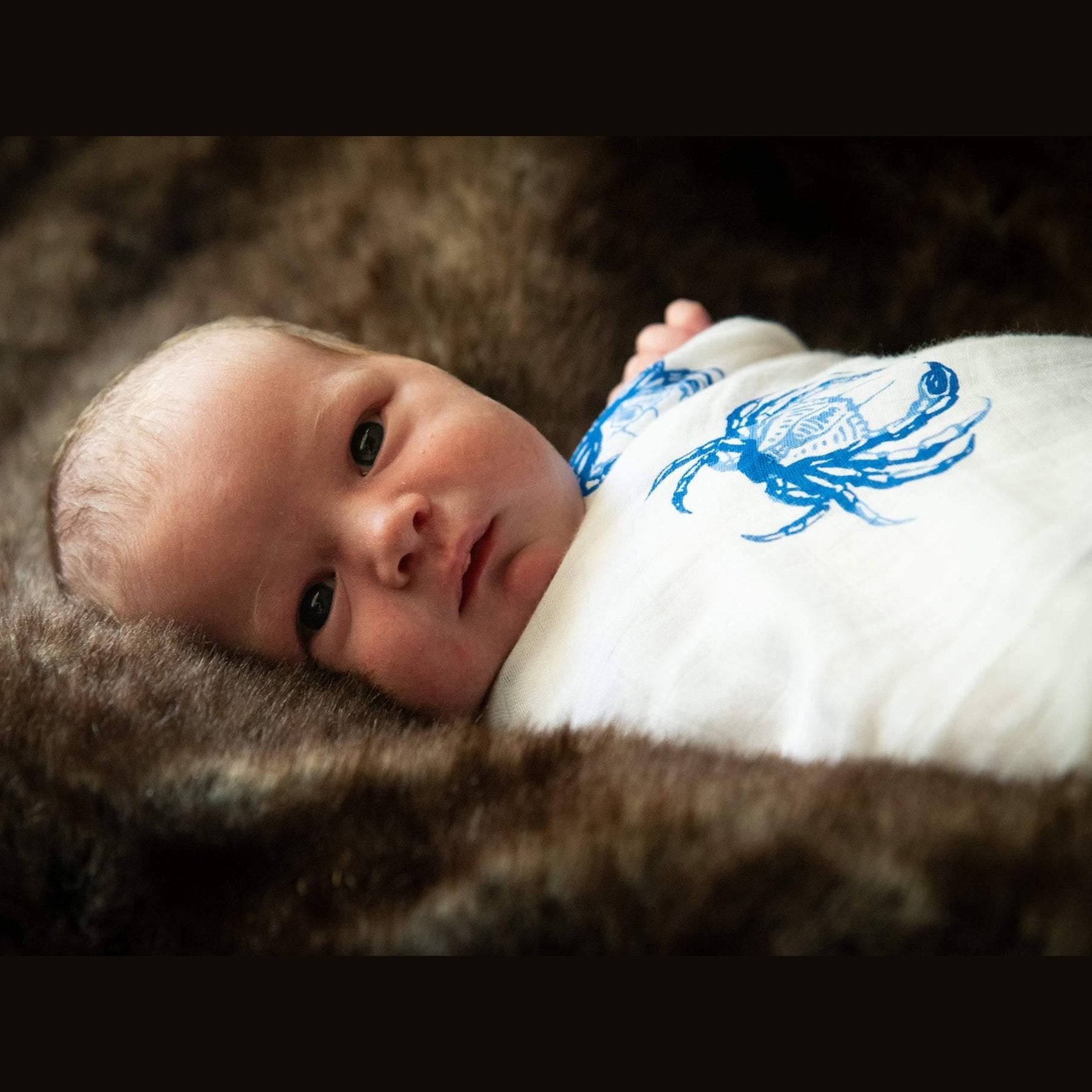 Gift Set: Blue Crab Baby Muslin Swaddle Blanket and Burp Cloth/Bib Combo-thumbmail-9