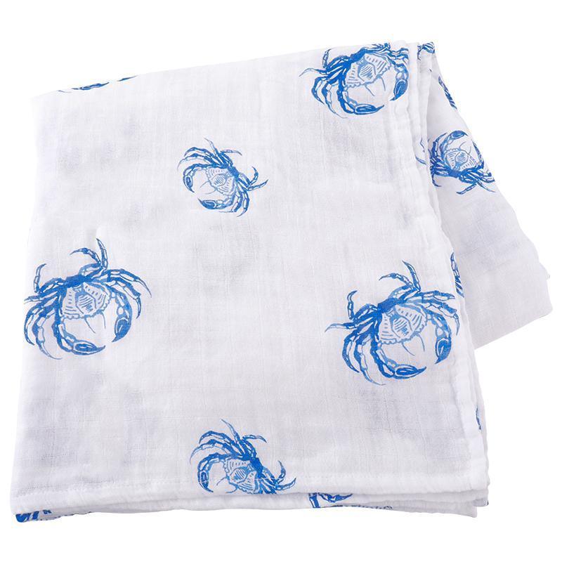 Gift Set: Blue Crab Baby Muslin Swaddle Blanket and Burp Cloth/Bib Combo-thumbmail-3