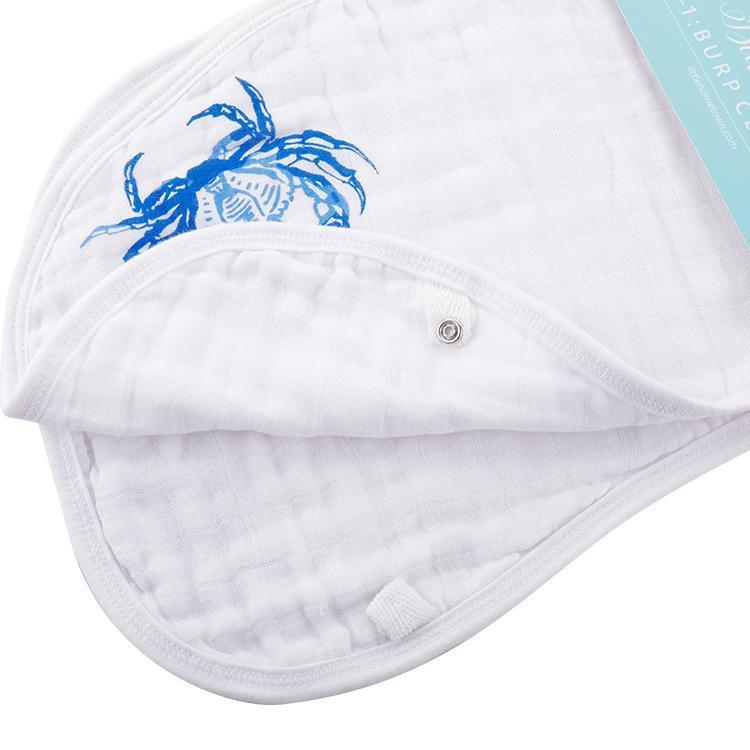 Gift Set: Blue Crab Baby Muslin Swaddle Blanket and Burp Cloth/Bib Combo-thumbmail-10