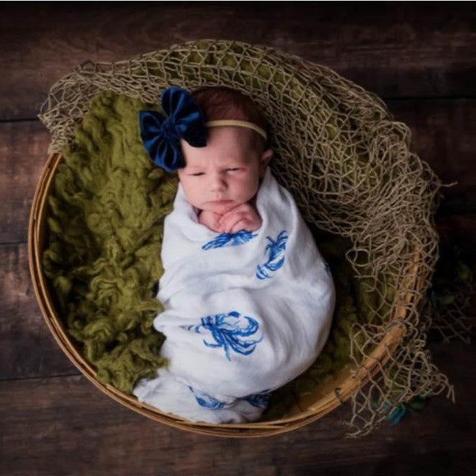 Gift Set: Blue Crab Baby Muslin Swaddle Blanket and Burp Cloth/Bib Combo-thumbmail-6