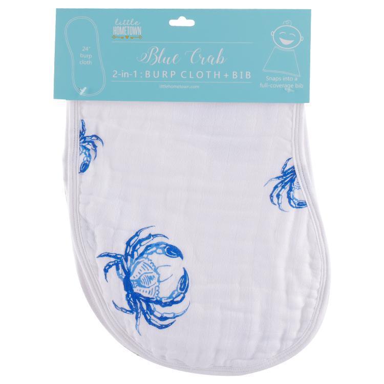 Gift Set: Blue Crab Baby Muslin Swaddle Blanket and Burp Cloth/Bib Combo-thumbmail-7