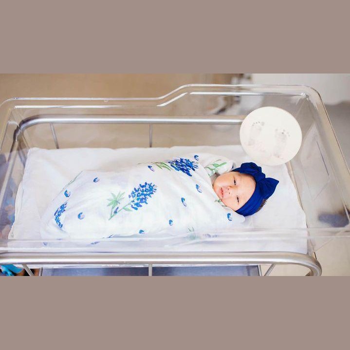 Gift Set: Bluebonnets Baby Muslin Swaddle Blanket and Burp Cloth/Bib Combo-thumbmail-7