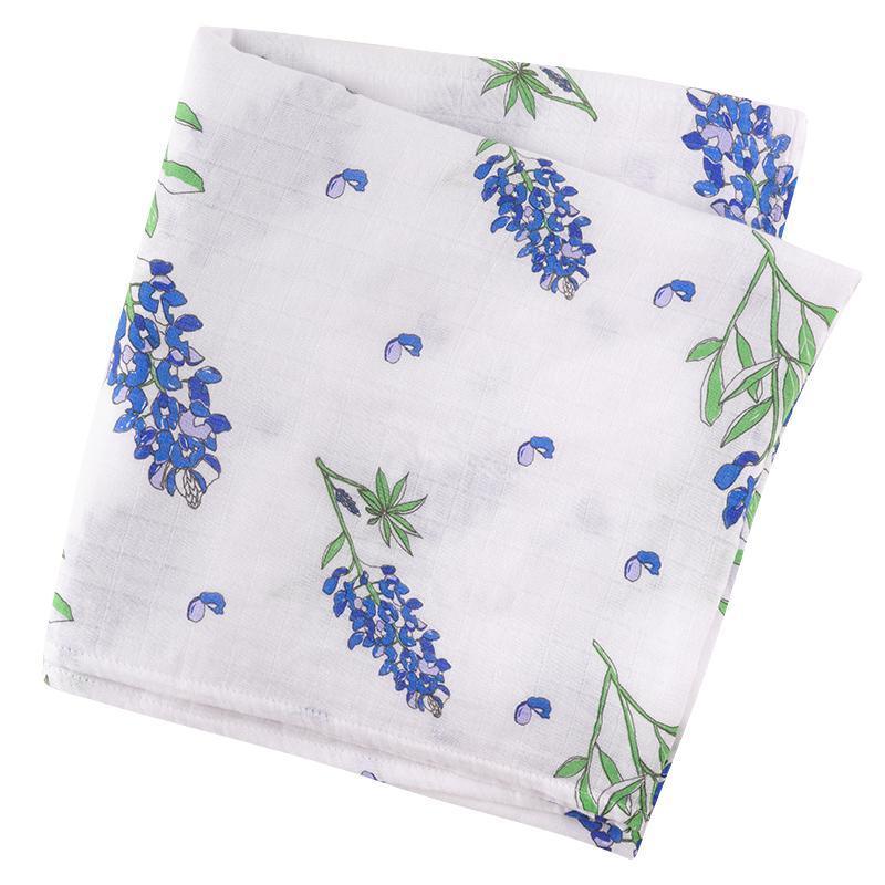 Gift Set: Bluebonnets Baby Muslin Swaddle Blanket and Burp Cloth/Bib Combo-thumbmail-5
