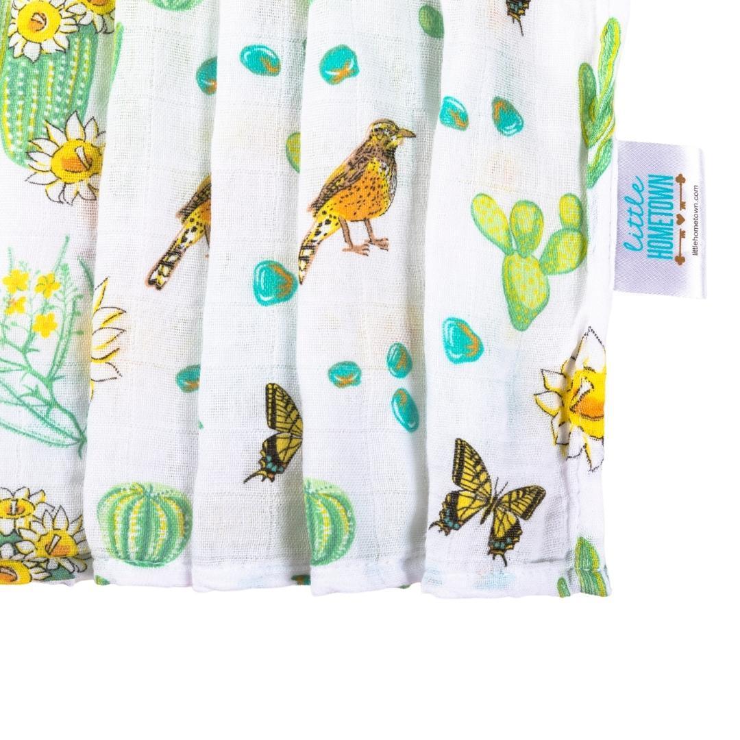 Gift Set: Cactus Blossom Baby Muslin Swaddle Blanket and Burp/Bib Combo-thumbmail-8