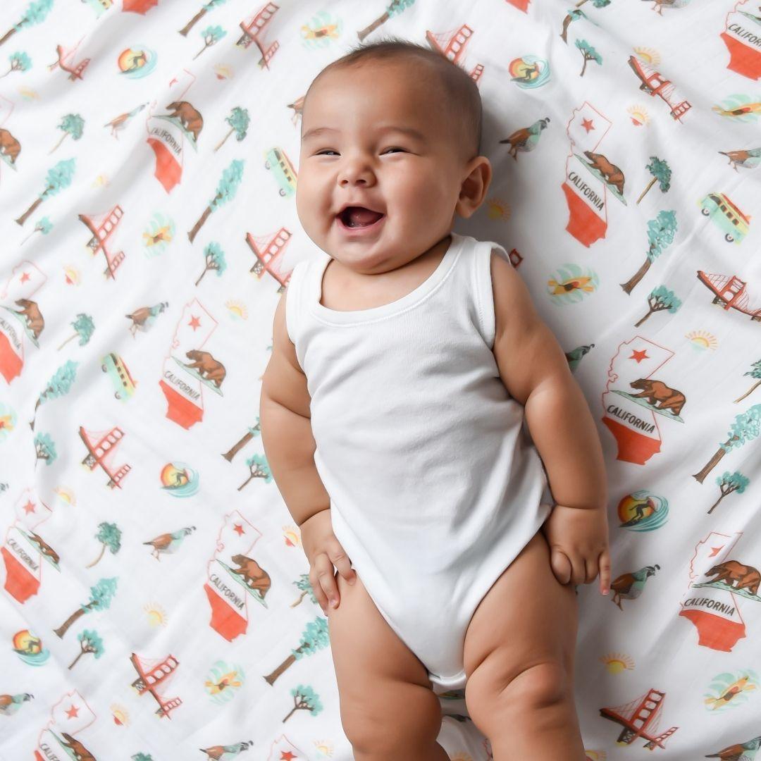 Gift Set: California Baby Muslin Swaddle Blanket and Burp Cloth/Bib Combo-thumbmail-2