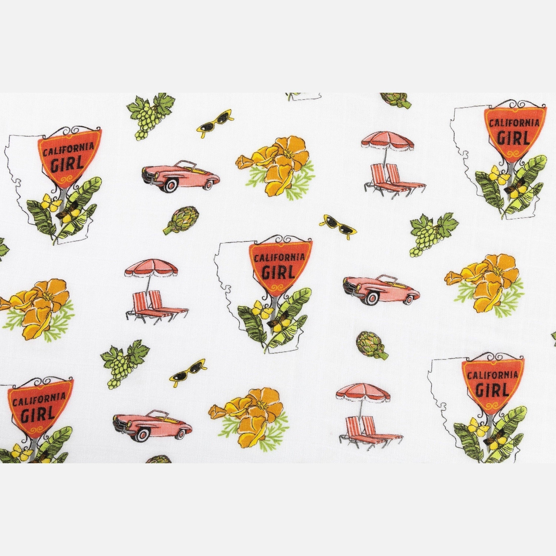 Gift Set: California Girl Muslin Swaddle Blanket and Burp Cloth/Bib Combo-thumbmail-9