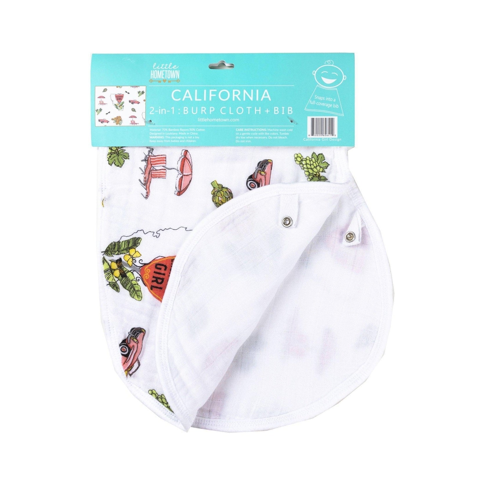 Gift Set: California Girl Muslin Swaddle Blanket and Burp Cloth/Bib Combo-thumbmail-10