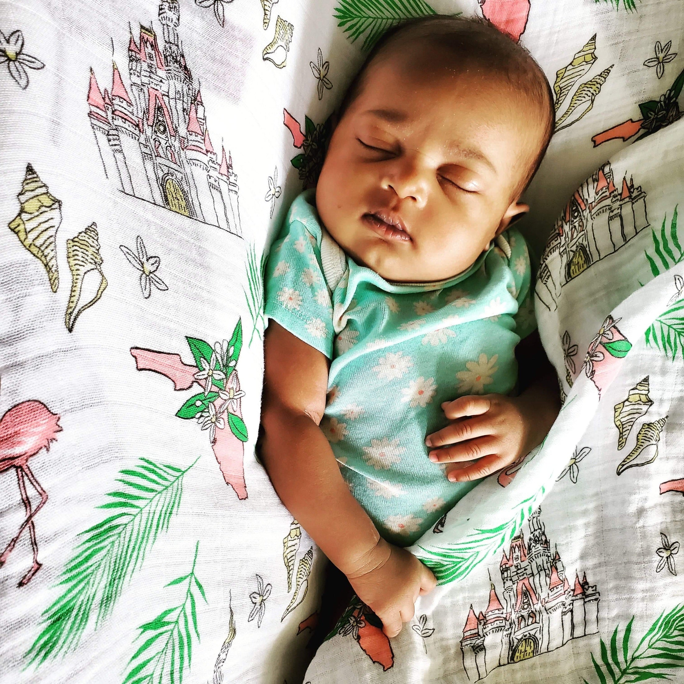 Gift Set: Florida Baby Muslin Swaddle Blanket and Burp Cloth/Bib Combo (Floral)-thumbmail-9