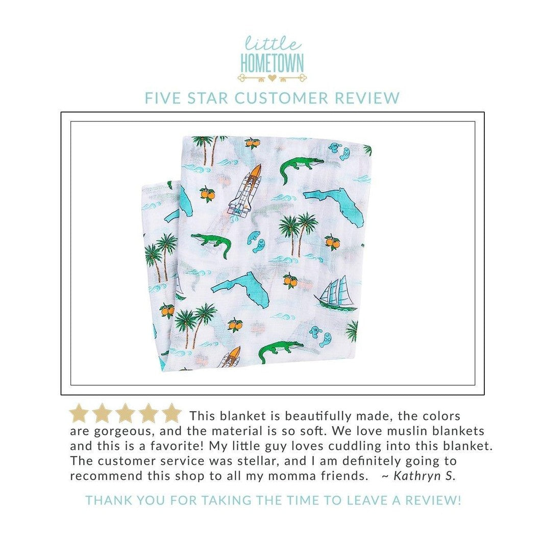 Gift Set: Florida Baby Muslin Swaddle Blanket and Burp Cloth/Bib Combo (Floral)-thumbmail-1
