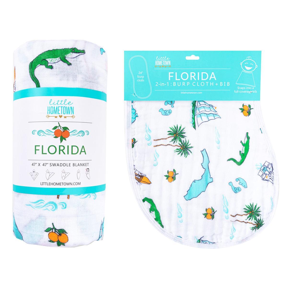 Gift Set: Florida Baby Muslin Swaddle Blanket and Burp Cloth/Bib Combo-thumbmail-7