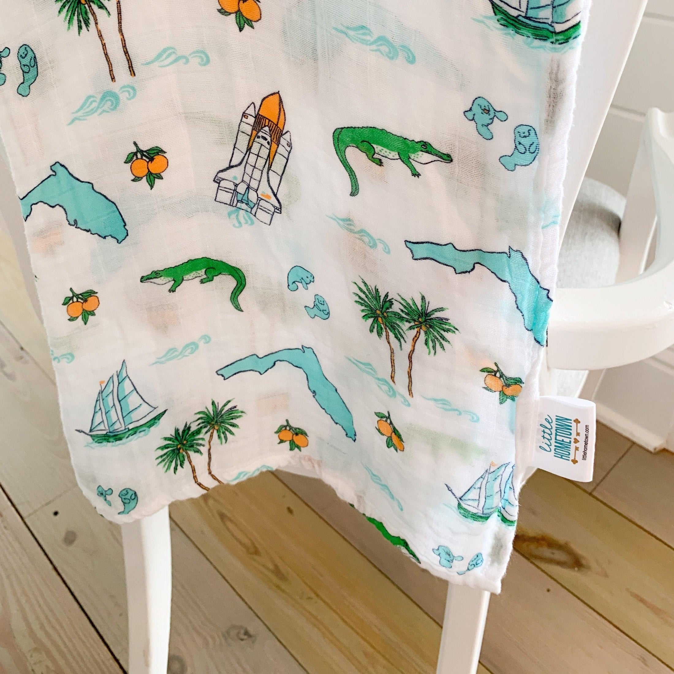 Gift Set: Florida Baby Muslin Swaddle Blanket and Burp Cloth/Bib Combo-thumbmail-3