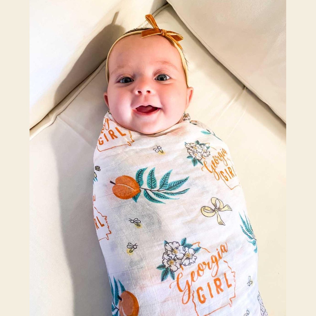 Gift Set: Georgia Girl Muslin Swaddle Blanket and Burp Cloth/Bib Combo-thumbmail-5