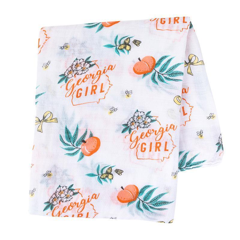 Gift Set: Georgia Girl Muslin Swaddle Blanket and Burp Cloth/Bib Combo-thumbmail-1