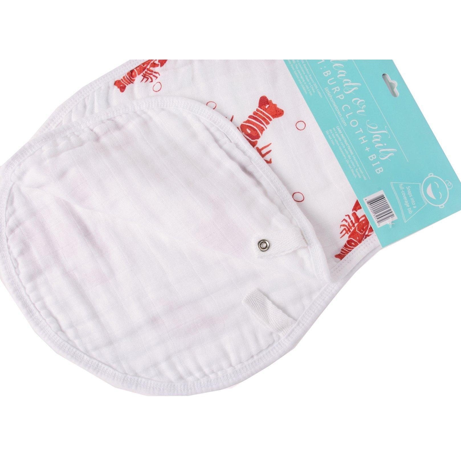 Gift Set: Heads Tails Crawfish Lobster Baby Muslin Swaddle Blanket and Burp Cloth/Bib Combo-thumbmail-9