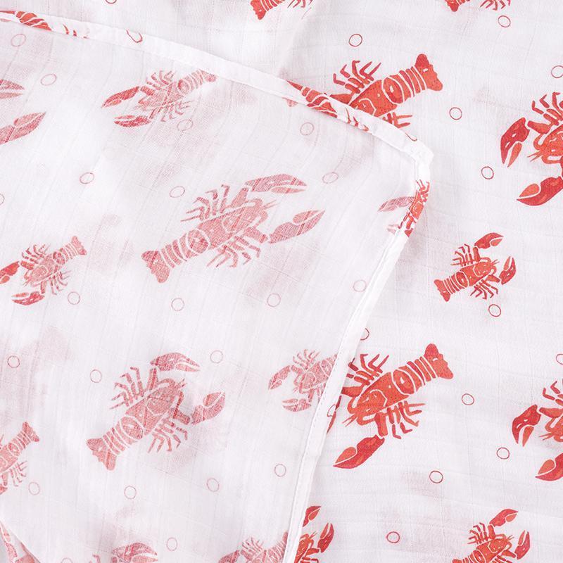 Gift Set: Heads Tails Crawfish Lobster Baby Muslin Swaddle Blanket and Burp Cloth/Bib Combo-thumbmail-3