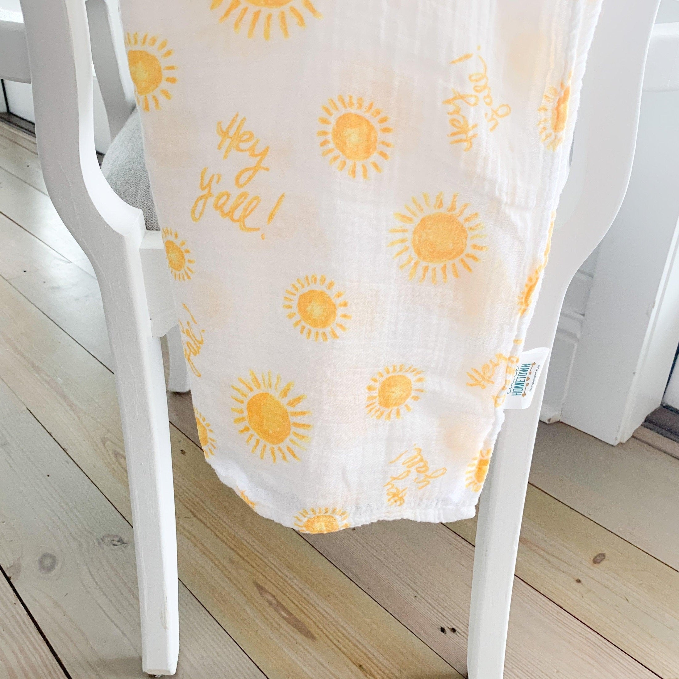 Gift Set: Hey Y'all Baby Muslin Swaddle Blanket and Burp Cloth/Bib Combo-thumbmail-4