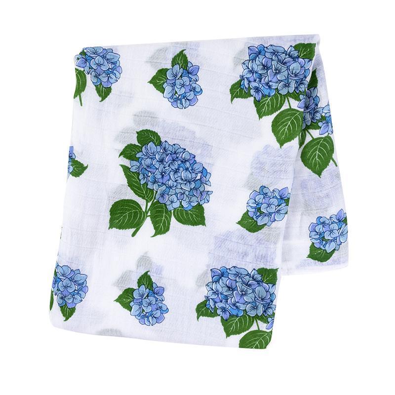 Gift Set: Hydrangeas Baby Muslin Swaddle Blanket and Burp Cloth/Bib Combo-thumbmail-3