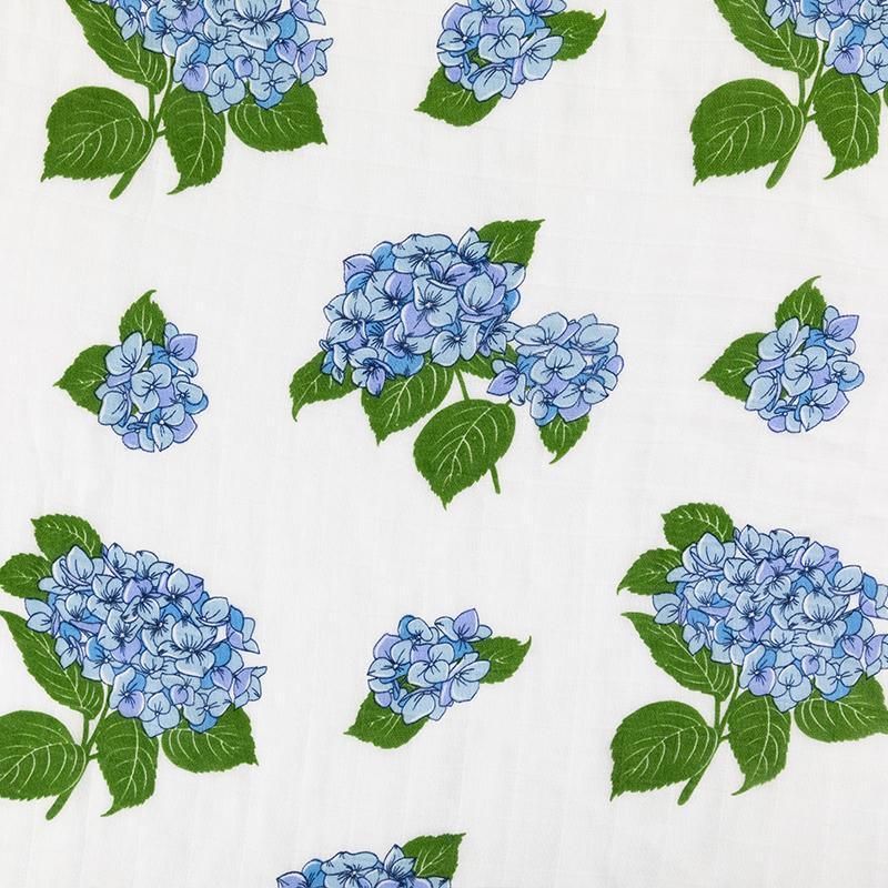 Gift Set: Hydrangeas Baby Muslin Swaddle Blanket and Burp Cloth/Bib Combo-thumbmail-4