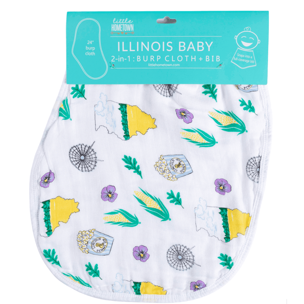 Gift Set: Illinois Baby Muslin Swaddle Blanket and Burp Cloth/Bib Combo-thumbmail-10
