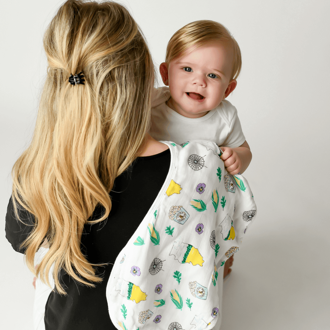 Gift Set: Illinois Baby Muslin Swaddle Blanket and Burp Cloth/Bib Combo-thumbmail-4