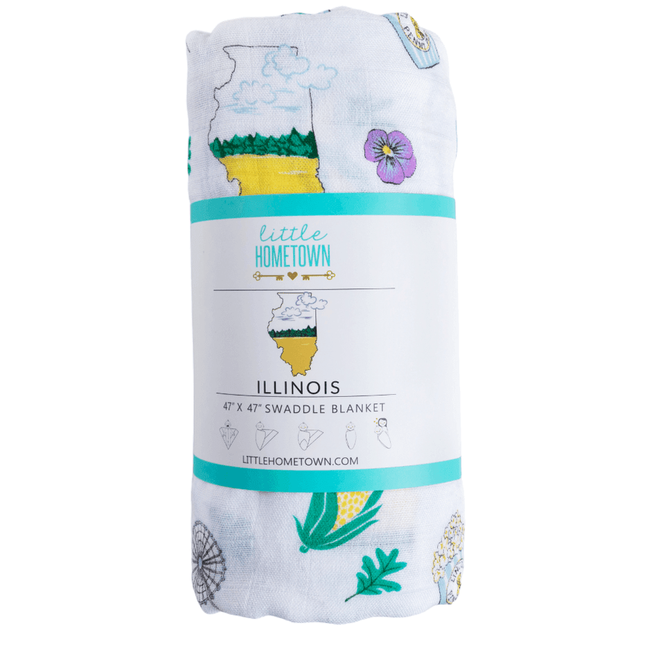 Gift Set: Illinois Baby Muslin Swaddle Blanket and Burp Cloth/Bib Combo-thumbmail-7