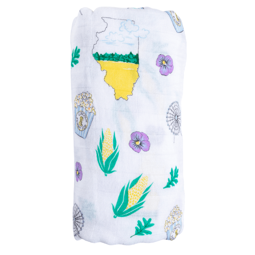 Gift Set: Illinois Baby Muslin Swaddle Blanket and Burp Cloth/Bib Combo-thumbmail-9