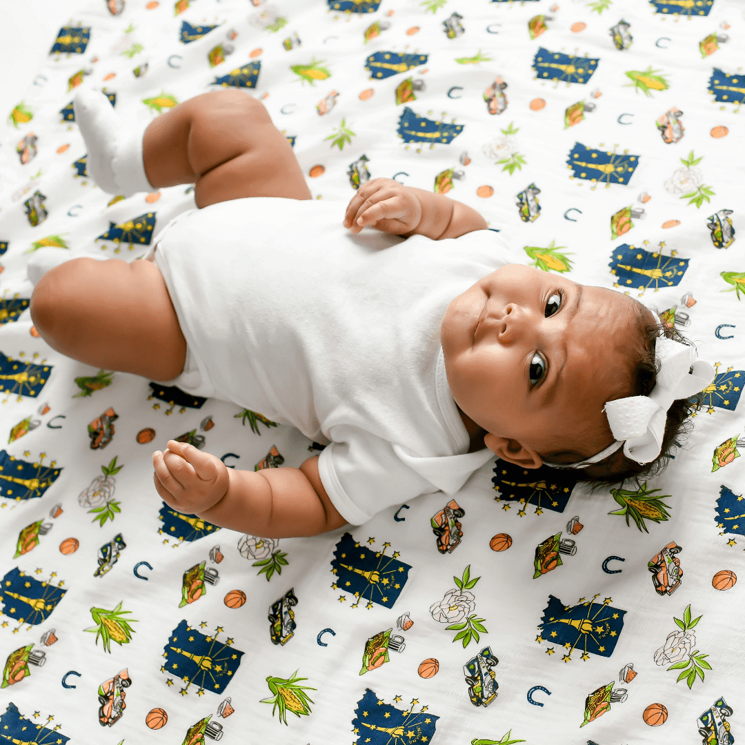 Gift Set: Indiana Baby Muslin Swaddle Blanket and Burp Cloth/Bib Combo-thumbmail-10