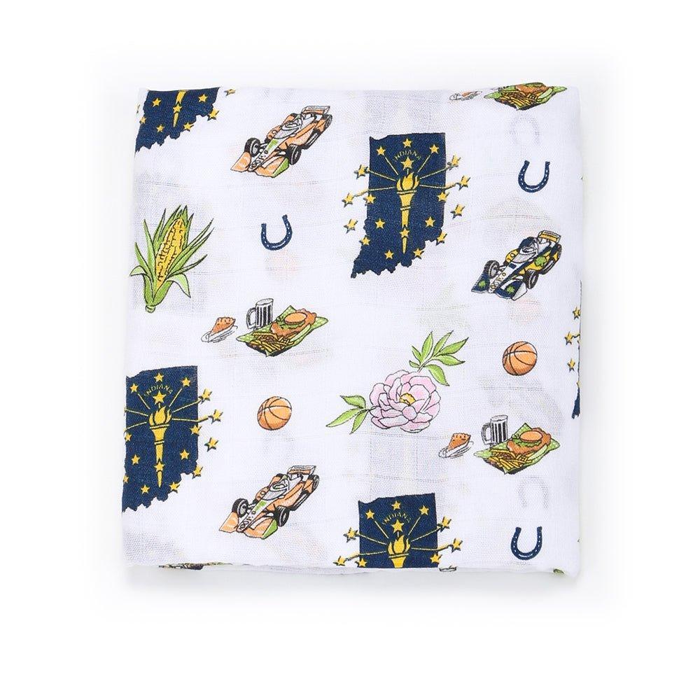 Gift Set: Indiana Baby Muslin Swaddle Blanket and Burp Cloth/Bib Combo-thumbmail-3