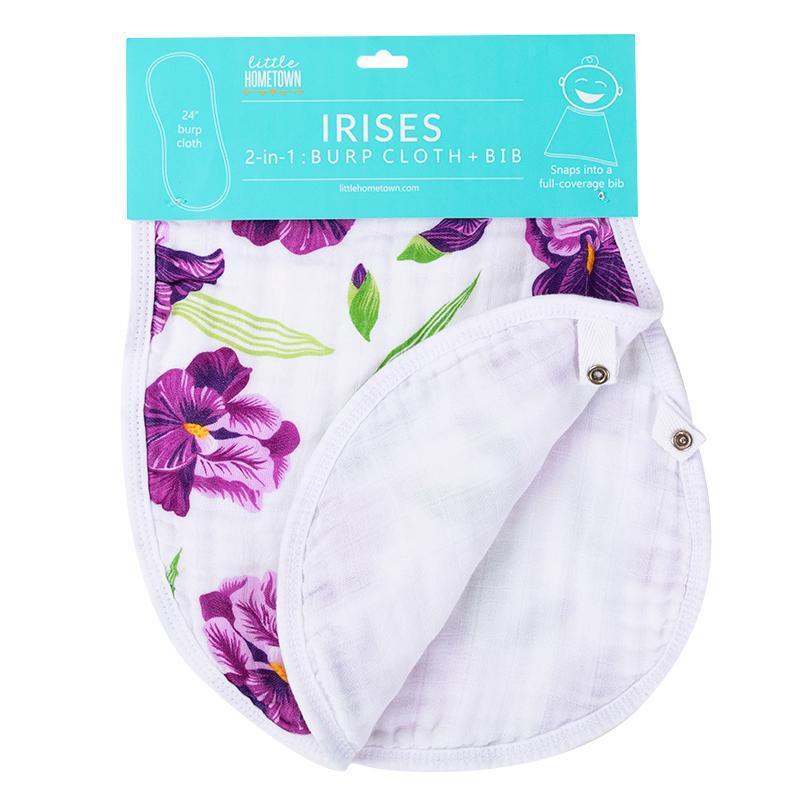 Gift Set: Irises Baby Muslin Swaddle Blanket and Burp Cloth/Bib Combo-thumbmail-2