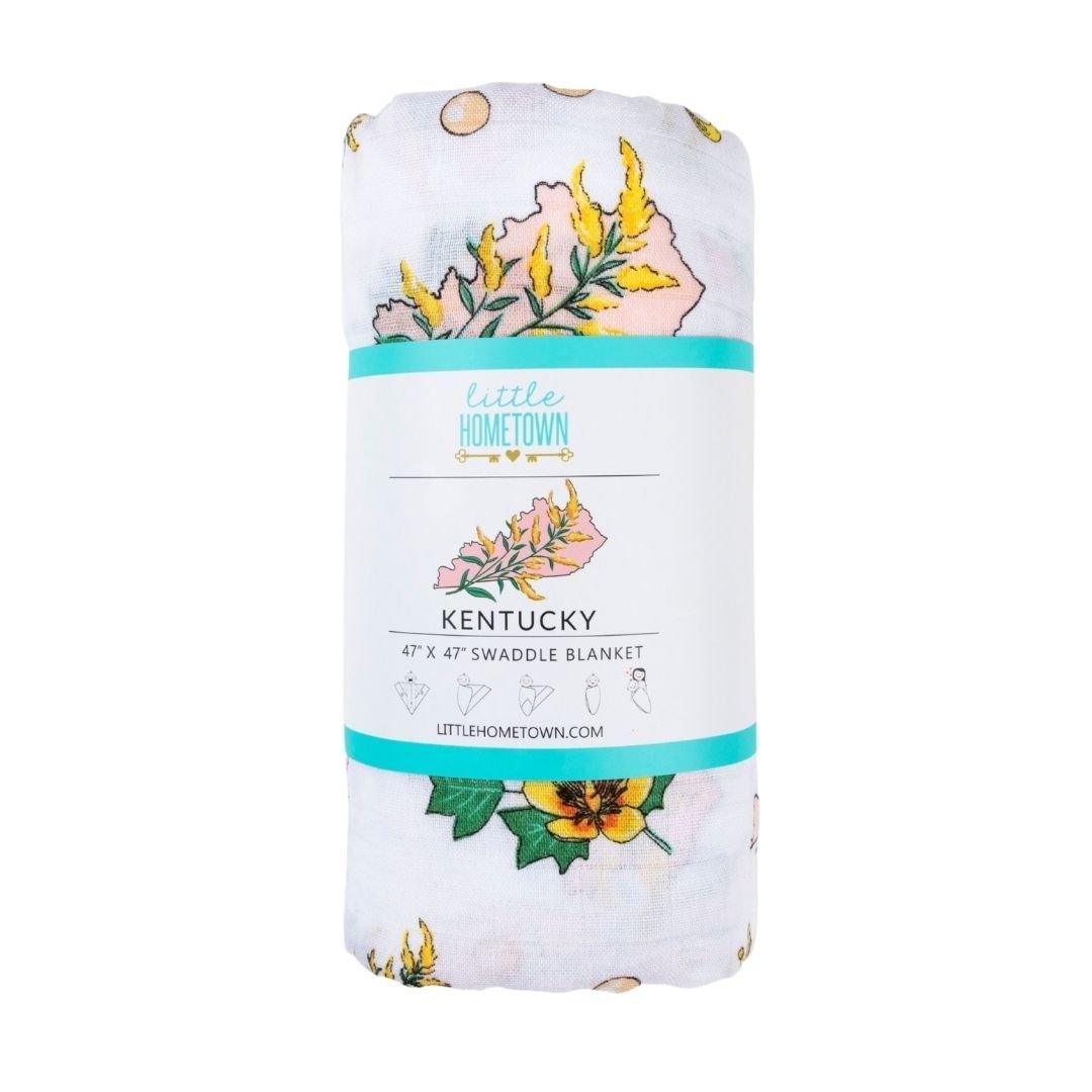 Gift Set: Kentucky Baby Muslin Swaddle Blanket and Burp Cloth/Bib Combo (Floral)-thumbmail-5