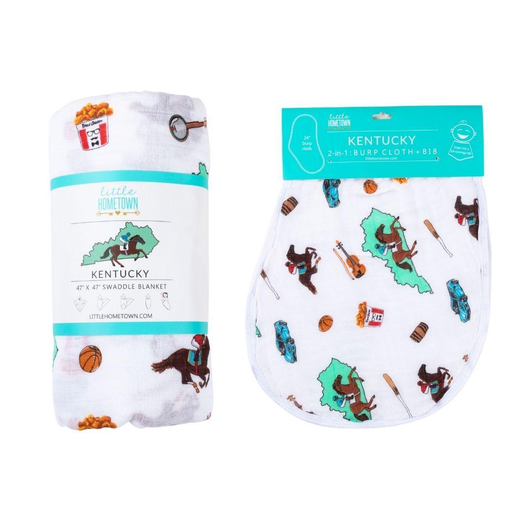 Gift Set: Kentucky Baby Muslin Swaddle Blanket and Burp Cloth/Bib Combo-thumbmail-8