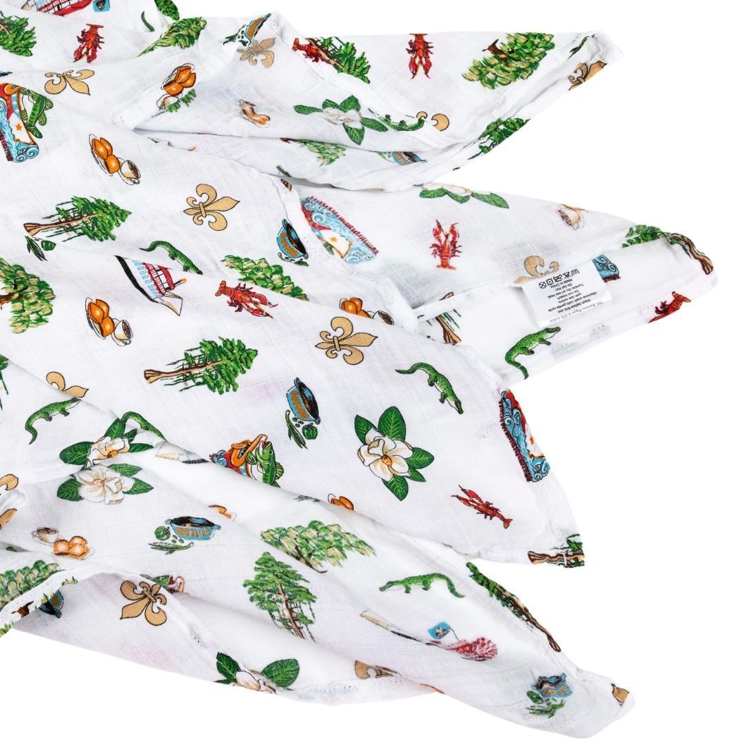 Gift Set: Louisiana Baby Muslin Swaddle Blanket and Burp Cloth/Bib Combo-thumbmail-5