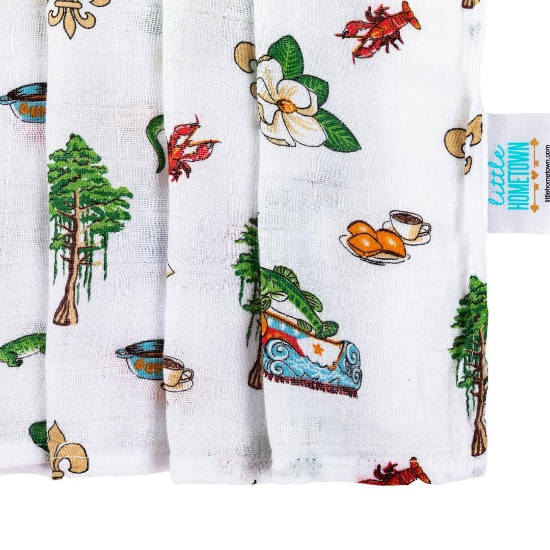 Gift Set: Louisiana Baby Muslin Swaddle Blanket and Burp Cloth/Bib Combo-thumbmail-7