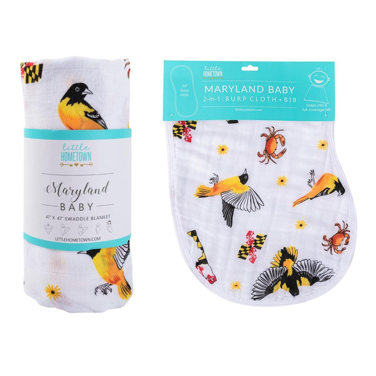 Gift Set: Maryland Baby Muslin Swaddle Blanket and Burp Cloth/Bib Combo-thumbmail-7