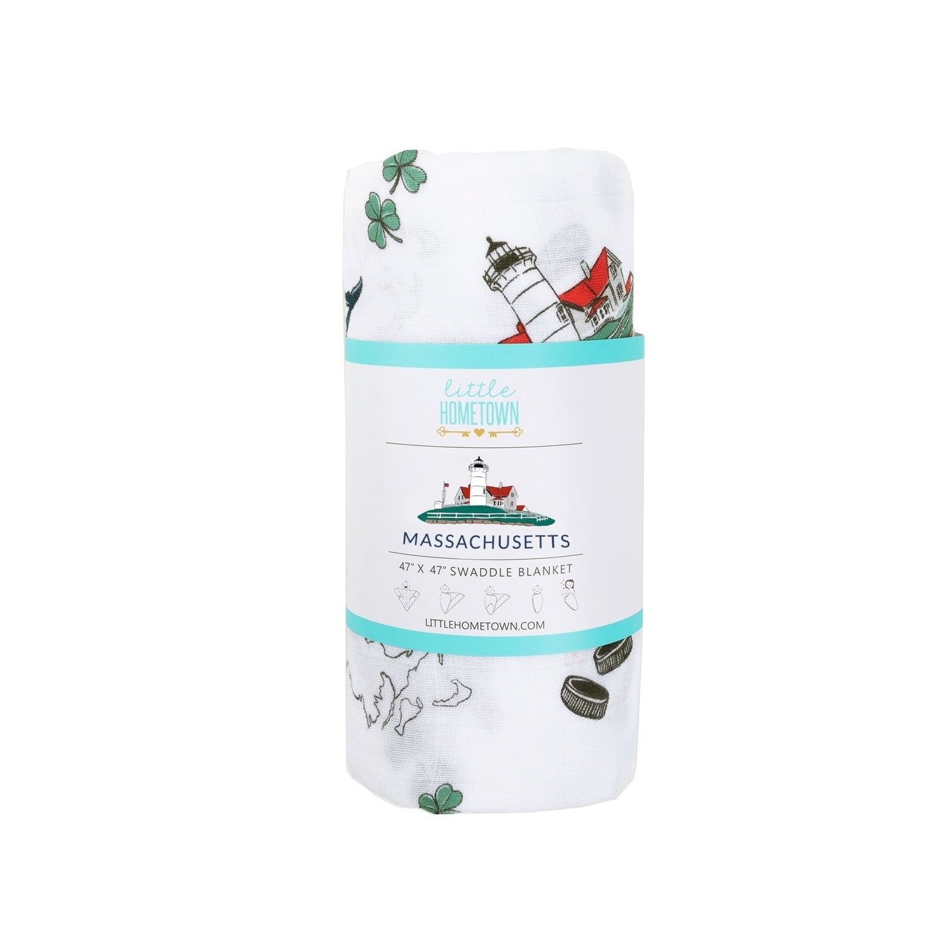 Gift Set: Massachusetts Baby Muslin Swaddle Blanket and Burp Cloth/Bib Combo-thumbmail-9