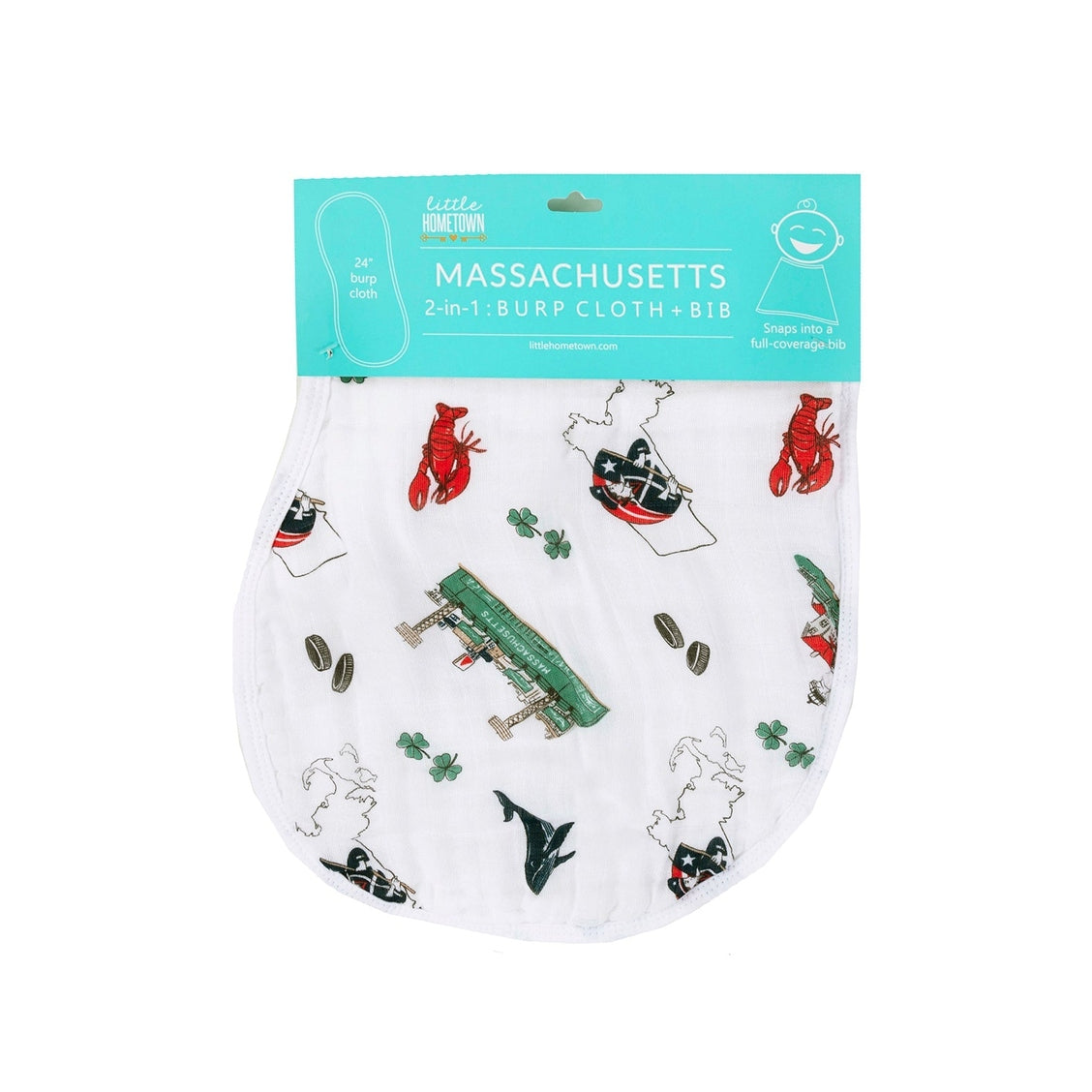 Gift Set: Massachusetts Baby Muslin Swaddle Blanket and Burp Cloth/Bib Combo-thumbmail-4