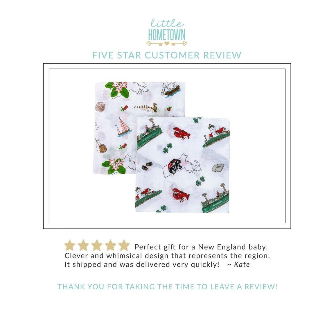 Gift Set: Massachusetts Floral Baby Muslin Swaddle Blanket and Burp Cloth/Bib Combo-thumbmail-9