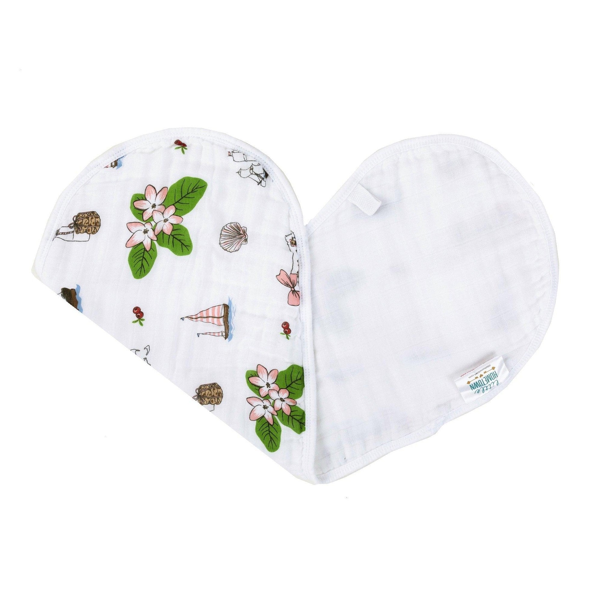 Gift Set: Massachusetts Floral Baby Muslin Swaddle Blanket and Burp Cloth/Bib Combo-thumbmail-4