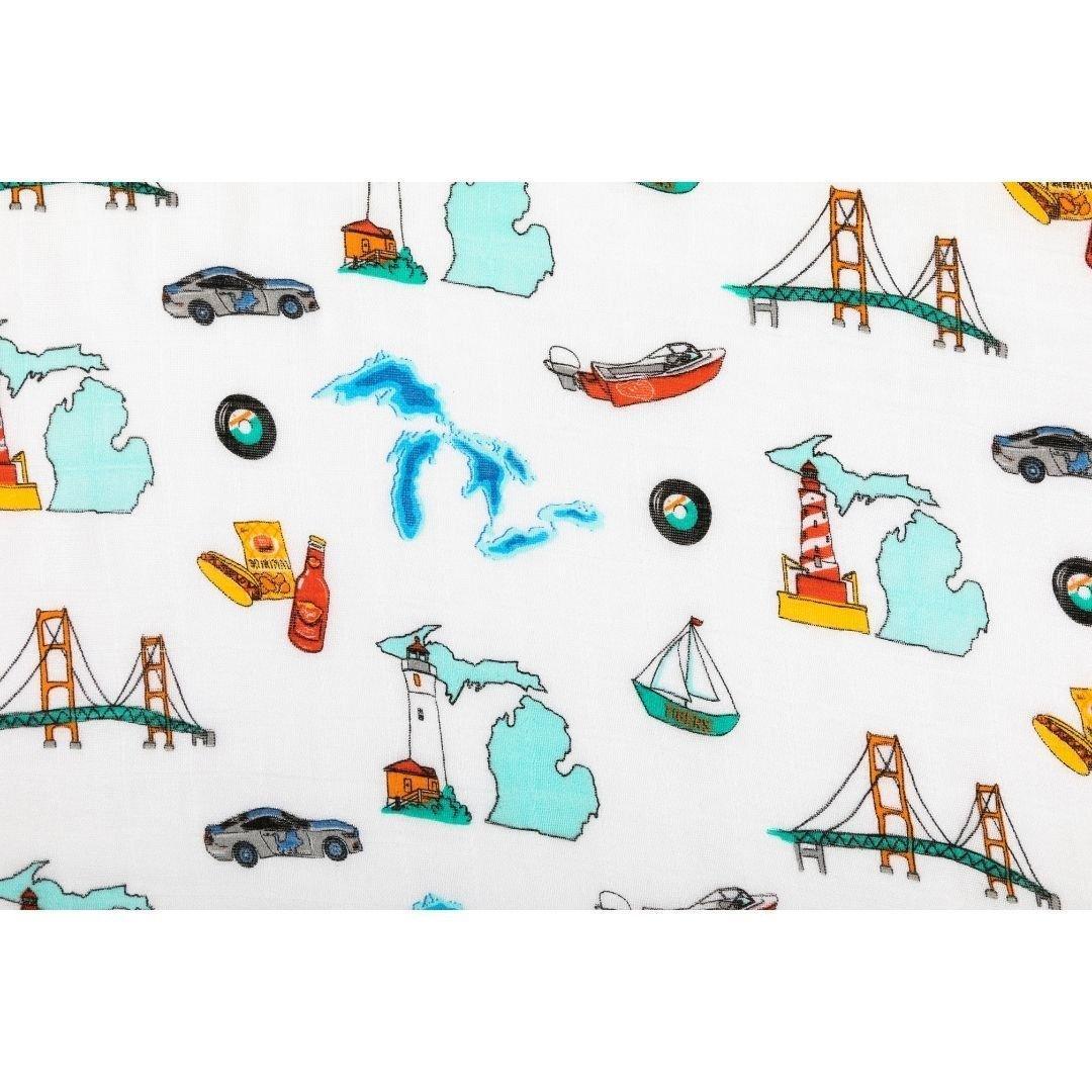 Gift Set: Michigan Baby Muslin Swaddle Blanket and Burp Cloth/Bib Combo-thumbmail-2