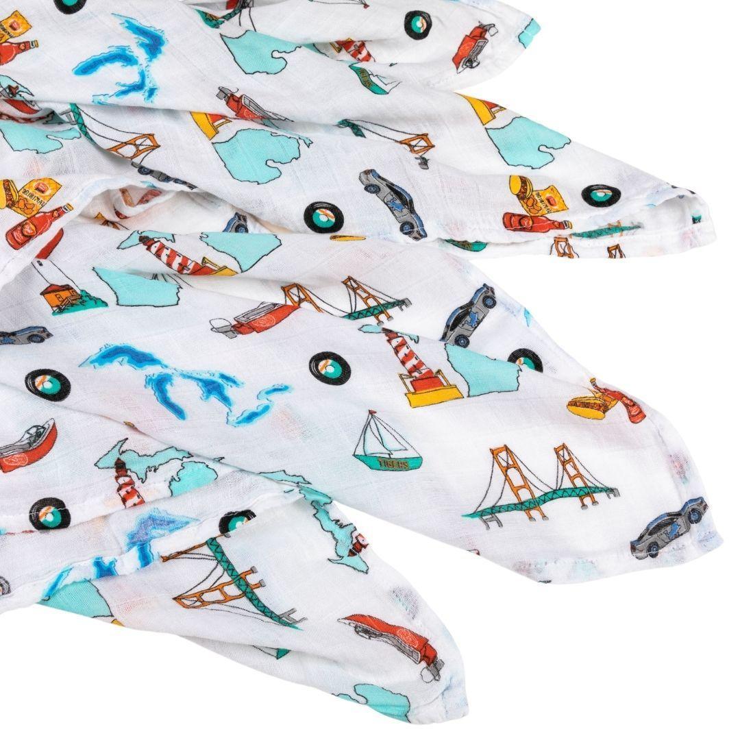 Gift Set: Michigan Baby Muslin Swaddle Blanket and Burp Cloth/Bib Combo-thumbmail-4