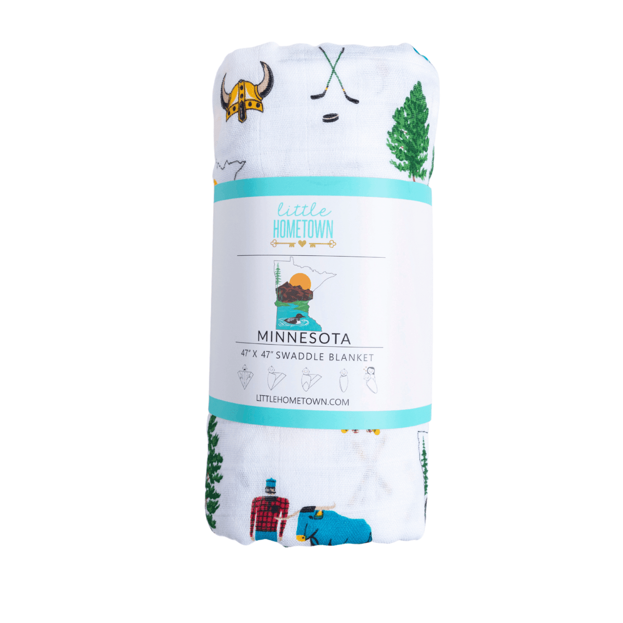 Gift Set: Minnesota Baby Muslin Swaddle Blanket and Burp Cloth/Bib Combo-thumbmail-4