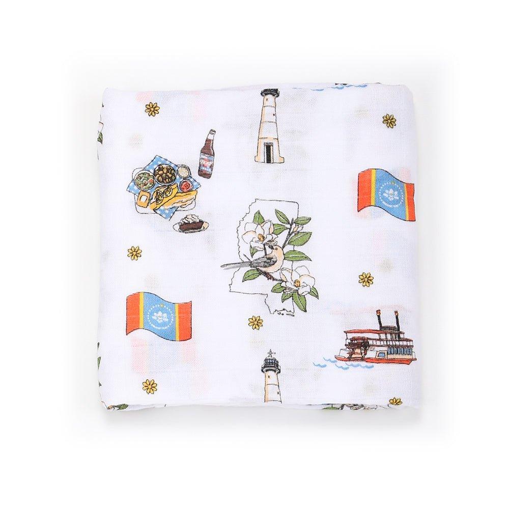Gift Set: Mississippi Muslin Swaddle Baby Blanket and Burp Cloth/Bib Combo-thumbmail-2
