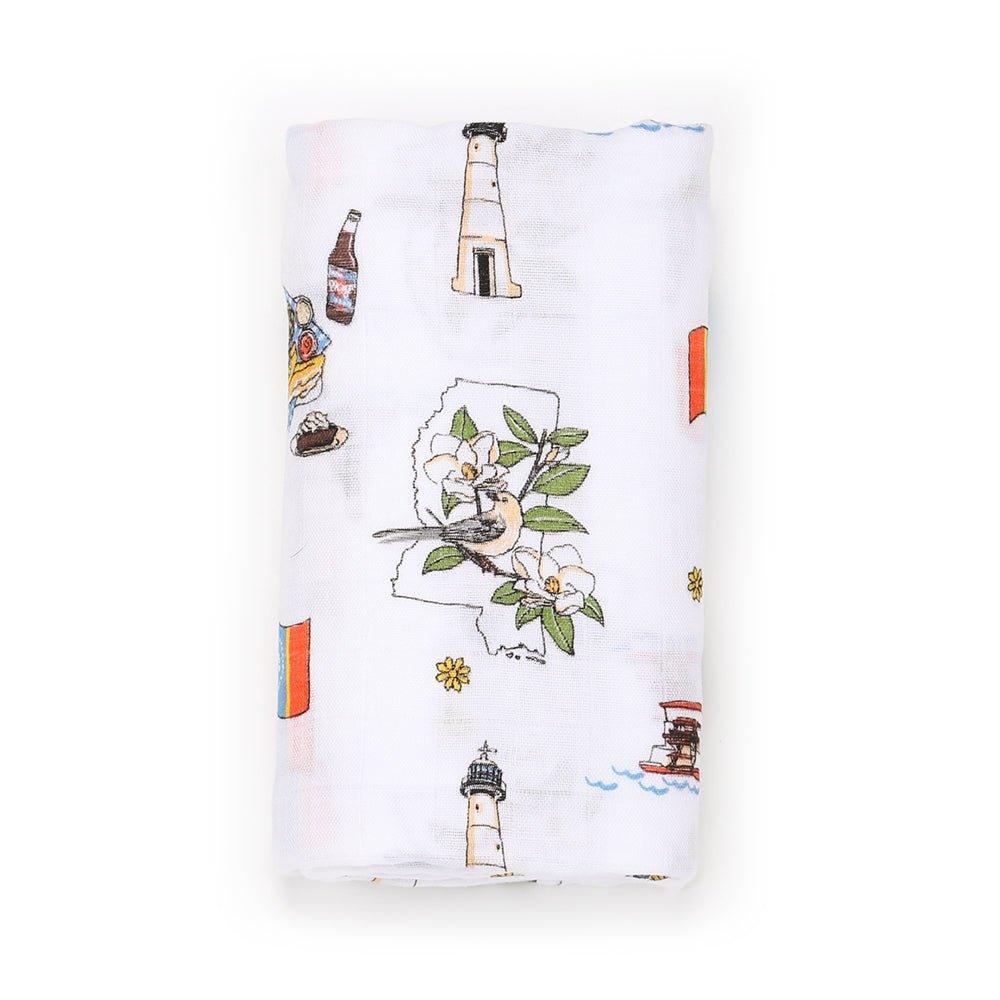 Gift Set: Mississippi Muslin Swaddle Baby Blanket and Burp Cloth/Bib Combo-thumbmail-4